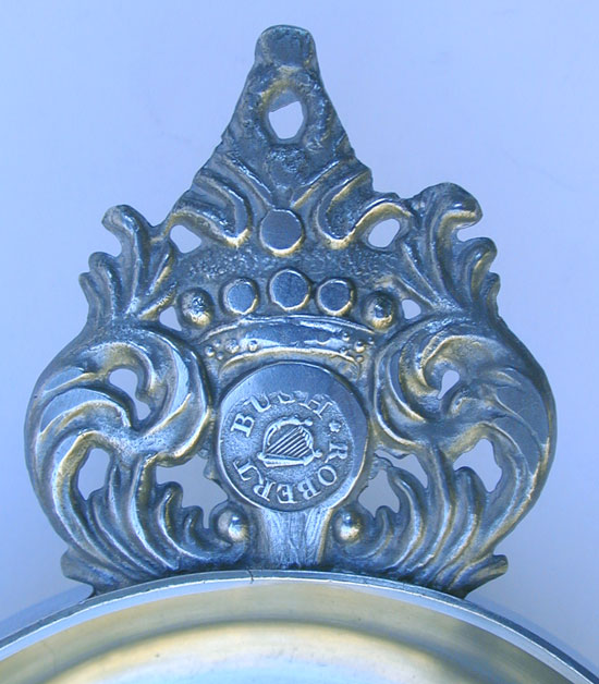 A Near Mint Antique English Export Pewter Crown Handle Porringer by Robert Bush