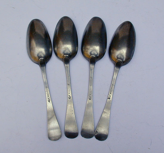 A Set of Four London Marked Export Pewter Spoons