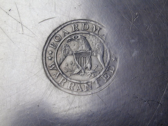 A Boardman 10 3/4 Narrow Rim Antique Pewter Plate