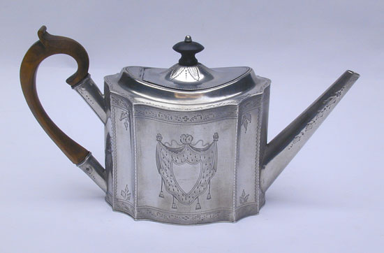A Superb Sheffield Late 18th Century Engraved Pewter Teapot