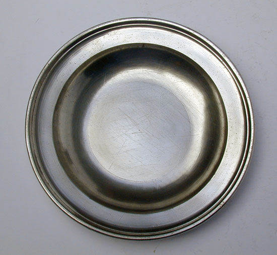 A Pewter Export Soup Plate by Thomas & Townsend Compton