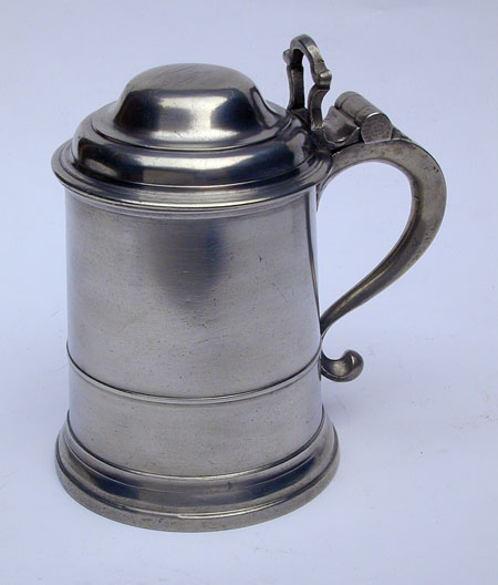 A Quart Taper Sided Pewter Export Tankard by Bush & Perkins