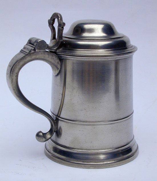 A Quart Taper Sided Pewter Export Tankard by Bush & Perkins