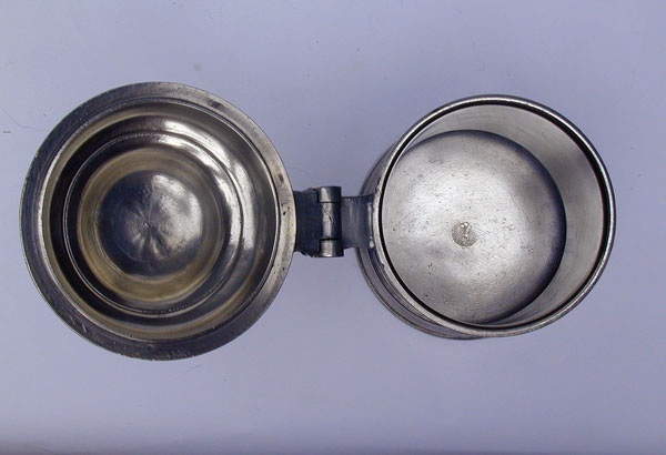 A Quart Taper Sided Pewter Export Tankard by Bush & Perkins