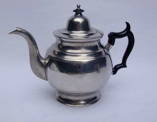 A Pewter Inverted Mold Teapot by Thomas & Sherman Boardman