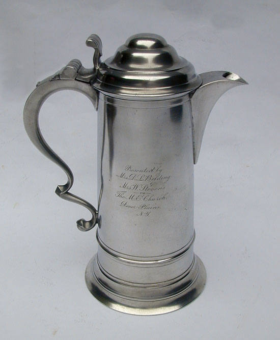 An Unmarked Two-Quart Boardman Flagon with Inscription