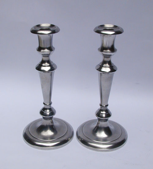A Pair of Unmarked American Trumpet Shaft Candlesticks