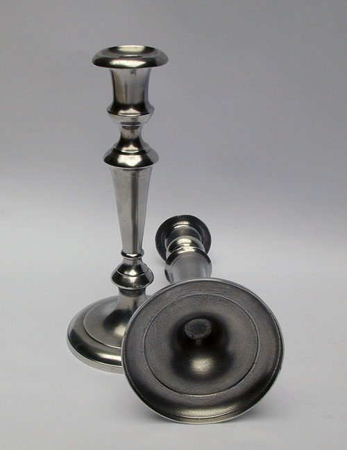 A Pair of Unmarked American Trumpet Shaft Candlesticks