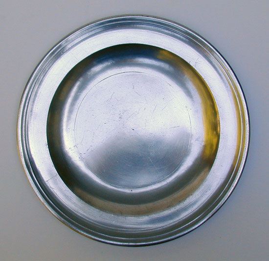 An Export Pewter Single Reed Rim Plate by Thomas & Townsend Compton
