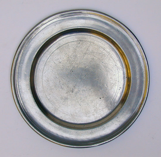 A Single Reed Rim Pewter Plate by Thomas Danforth III