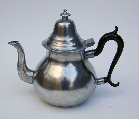 An Unmarked American Pewter Pear Form Teapot