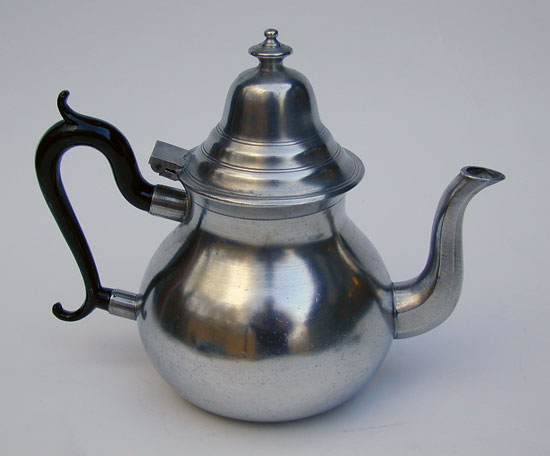 An Unmarked American Pewter Pear Form Teapot