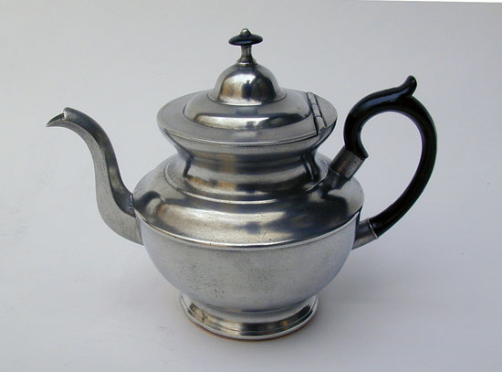 An Unmarked One Cup Boardman Pewter Teapot with Copper Bottom