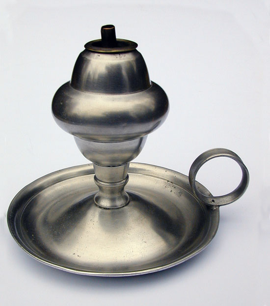 A Roswell Gleason Pewter Whale Oil Lamp