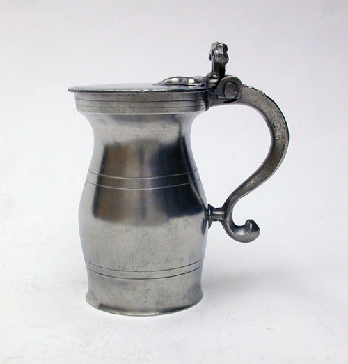 An English Export Pint Pewter Double Volute Measure