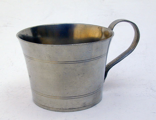 A Handled American Pewter Beaker with Inscription