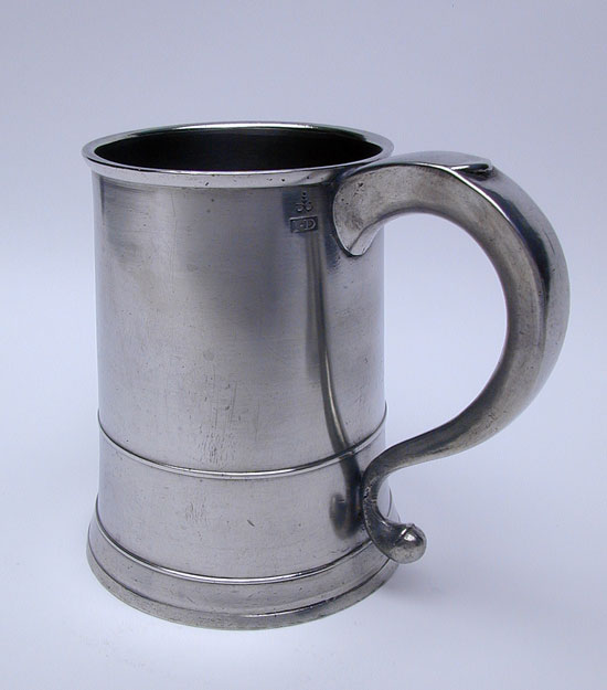 A Nearly Mint Middletown Quart Pewter Mug by Joseph Danforth