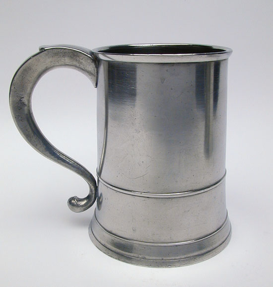 A Nearly Mint Middletown Quart Pewter Mug by Joseph Danforth