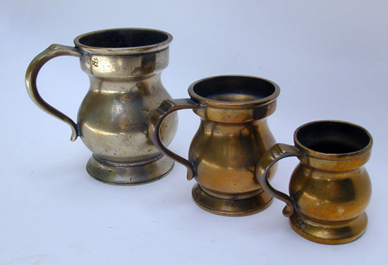An Assembled Set of Three Brass Bellied Measures