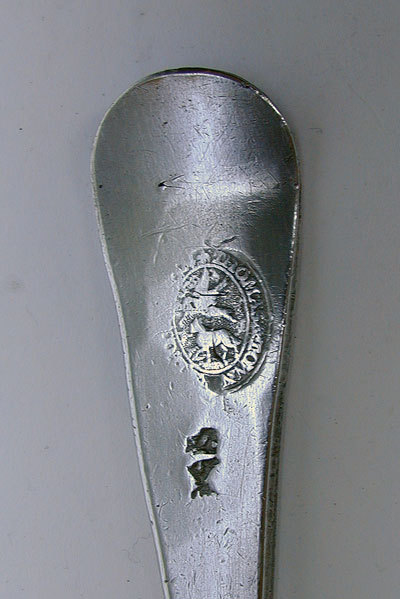 A Pair of Export Pewter Spoons by Thomas & Townsend Compton