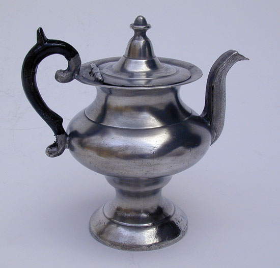 A Miniature Pewter Teapot Attributed to Roswell Gleason