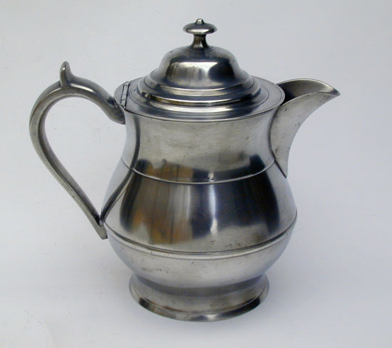 A Two Quart Lidded Pewter Water Pitcher by Boardman