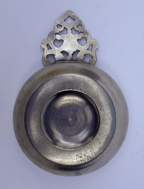 Unmarked Pewter Flower Handle Porringer from the David Melville Shop