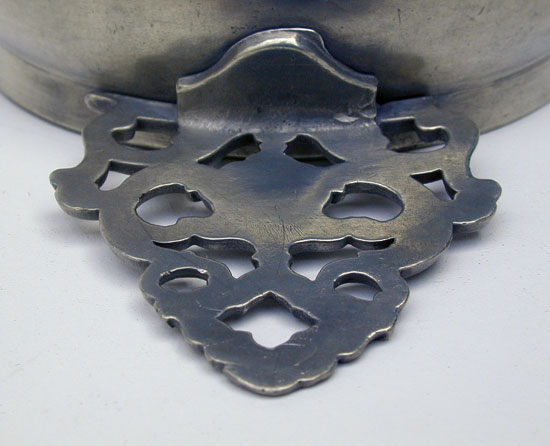 Unmarked Pewter Flower Handle Porringer from the David Melville Shop