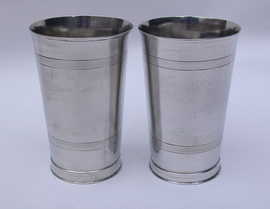 A Fine Pair of Pewter Tall Beakers by Oliver Trask