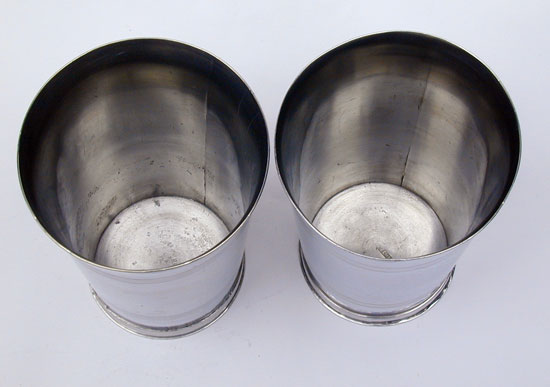 A Fine Pair of Pewter Tall Beakers by Oliver Trask