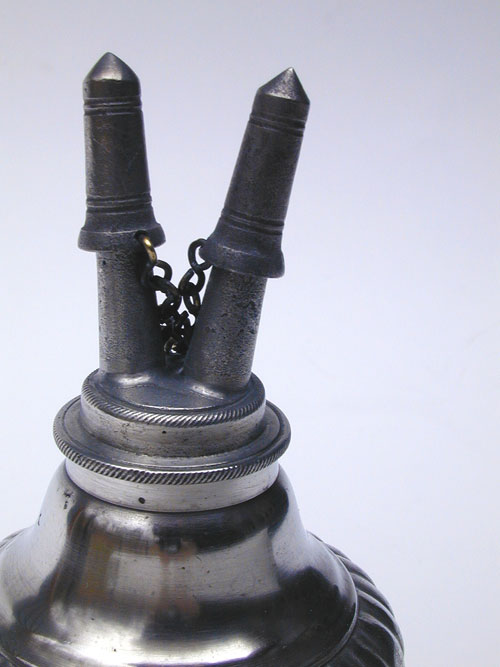 A Most Unusual Gadrooned Pewter Lamp Attributed to the Meriden Britannia Co.