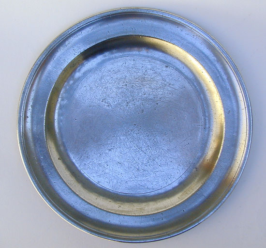 An Antique American Pewter Plate by Henry Will