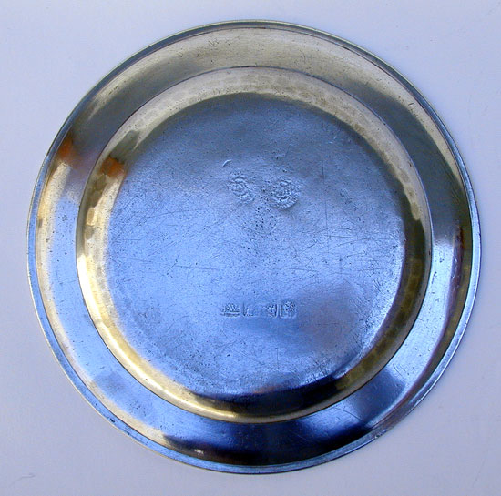 An Antique American Pewter Plate by Henry Will