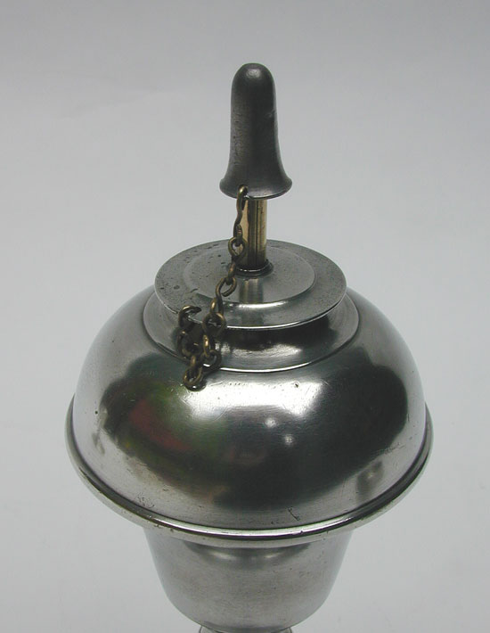 An Antique American Pewter Whale Oil Lamp by Smith & Co