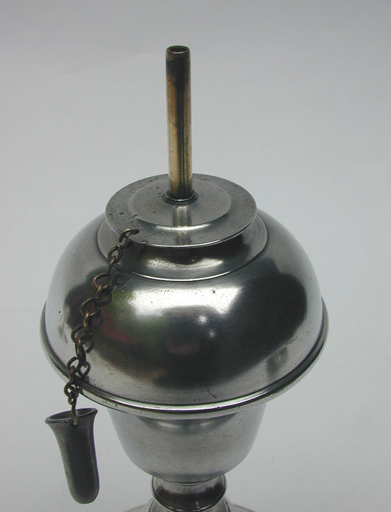 An Antique American Pewter Whale Oil Lamp by Smith & Co