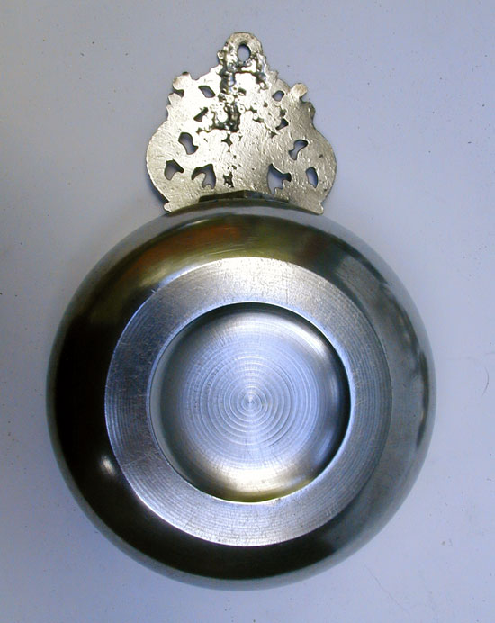 A Near Mint Antique American Unmarked Boardman Pewter Crown Handle Porringer