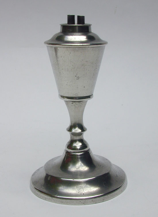 An Unmarked  Antique American Pewter Whale Oil Lamp 