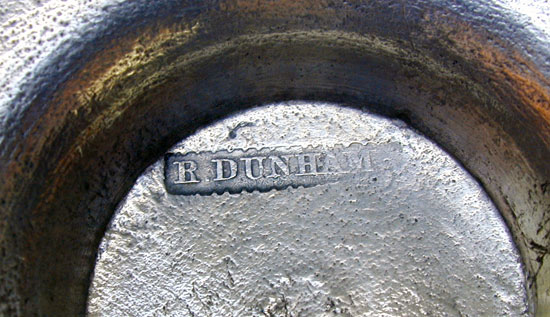 A Pair of Antique American Pewter Candlesticks by Rufus Dunham