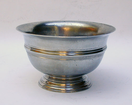 An Antique English Export  Pewter Broth Bowl by Nathaniel Barber