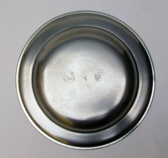 An Antique American Semi-Deep Pewter Plate by Thomas D. Boardman