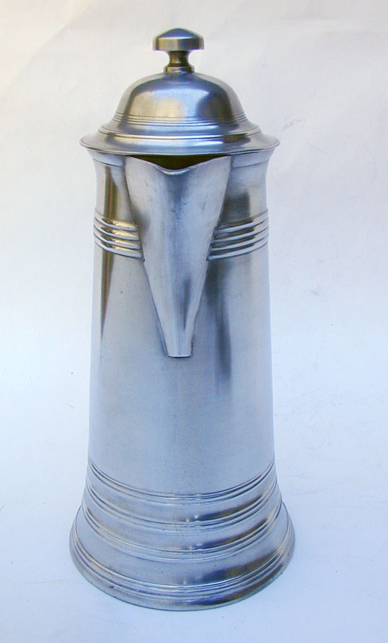 A Tall Antique Pewter Flagon by Israel Trask