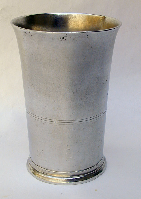 A Tall Pewter Beaker by Timothy Boardman & Co