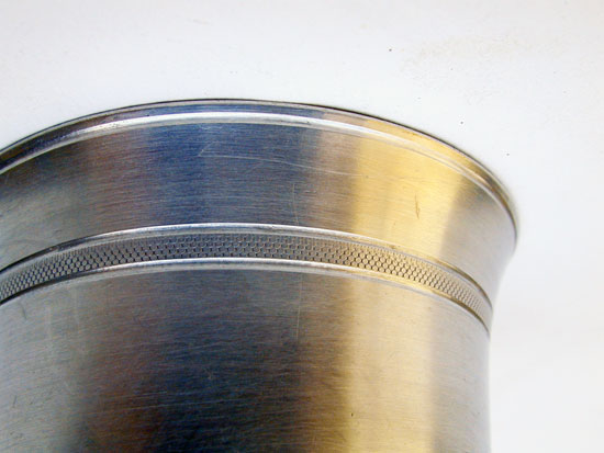 An Unmarked Trask Knurled Decorated Antique Pewter Beaker