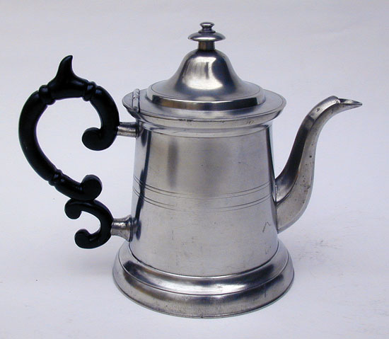 A Truncated Light House Form American Pewter Teapot by Morey & Ober