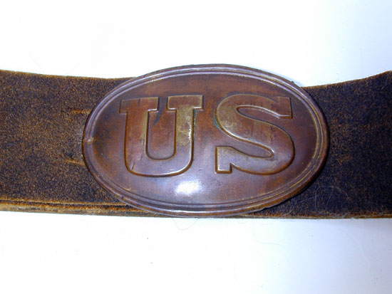 A Civil War Enlisted Man's Buff Leather Waist Belt w/ US Oval Buckle