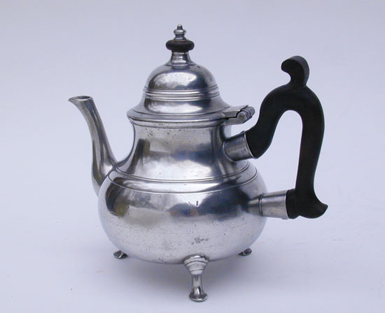 A Wondderful Footed Export Pewter Pear Form Teapot by Samuel Ellis