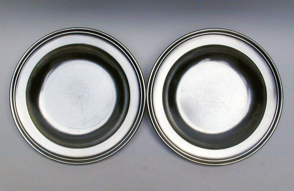 A Pair of Export Pewter Soup Plates by Townsend & Compton