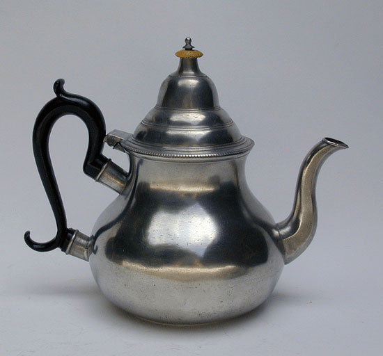 A Townsend & Compton Export Pewter Pear Form Teapot