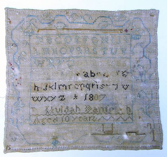 A Childhood Sampler by Huldah Danforth, Daughter of William 