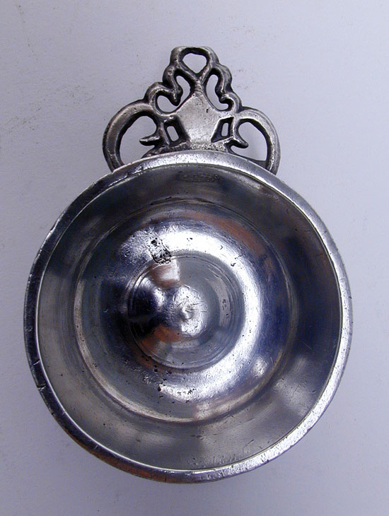 An Unmarked Pewter Taster Porringer by Richard Lee